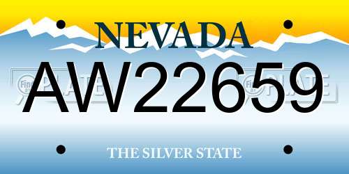 AW22659 Nevada License Plate