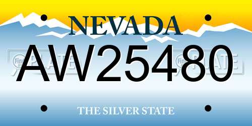 AW25480 Nevada License Plate