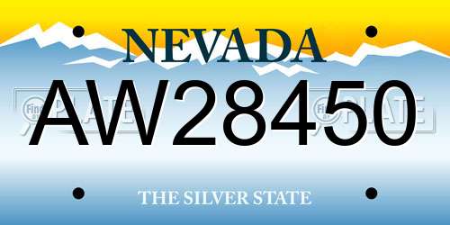 AW28450 Nevada License Plate