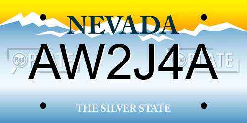 AW2J4A Nevada License Plate