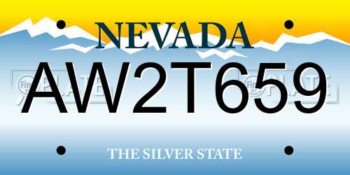 AW2T659 Nevada License Plate