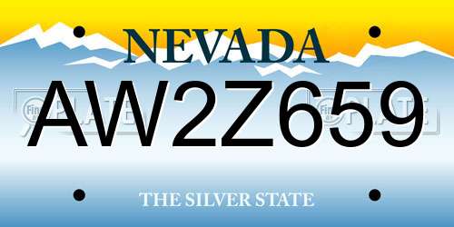 AW2Z659 Nevada License Plate