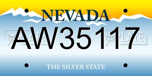 AW35117 Nevada License Plate