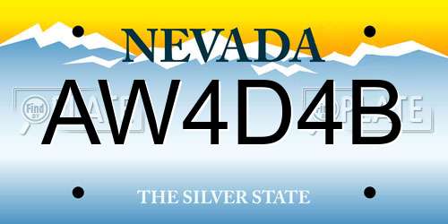 AW4D4B Nevada License Plate