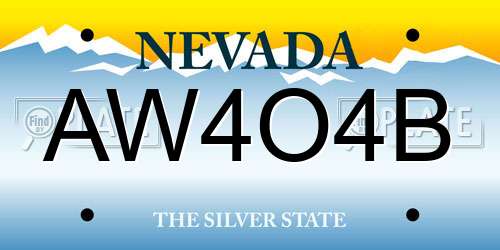 AW4O4B Nevada License Plate
