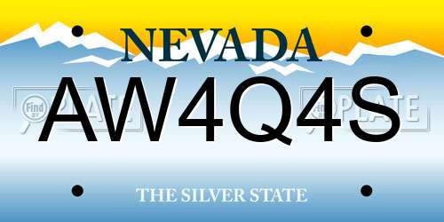 AW4Q4S Nevada License Plate