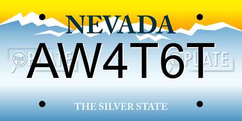 AW4T6T Nevada License Plate