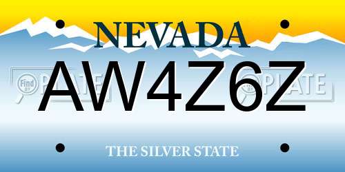 AW4Z6Z Nevada License Plate