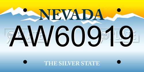 AW60919 Nevada License Plate