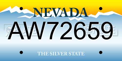 AW72659 Nevada License Plate