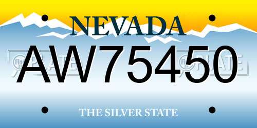 AW75450 Nevada License Plate