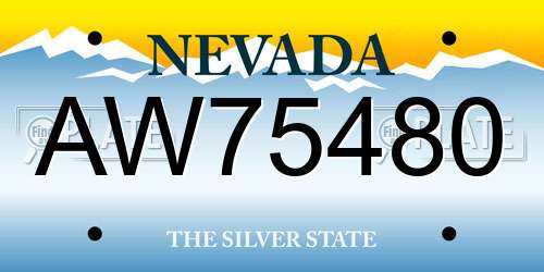 AW75480 Nevada License Plate