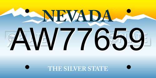 AW77659 Nevada License Plate