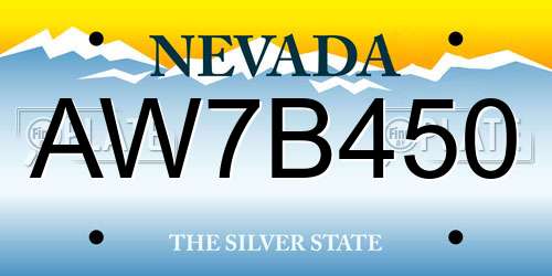 AW7B450 Nevada License Plate