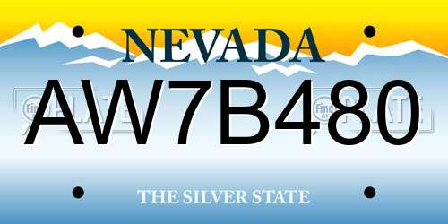 AW7B480 Nevada License Plate