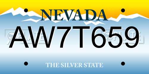 AW7T659 Nevada License Plate