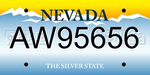 AW95656 Nevada License Plate