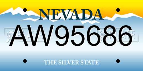 AW95686 Nevada License Plate