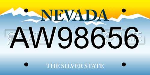 AW98656 Nevada License Plate