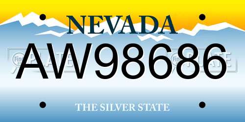 AW98686 Nevada License Plate