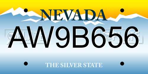 AW9B656 Nevada License Plate