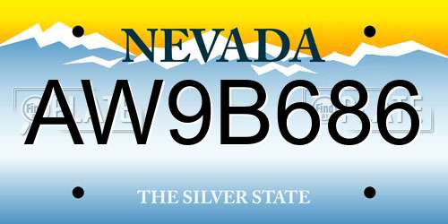 AW9B686 Nevada License Plate