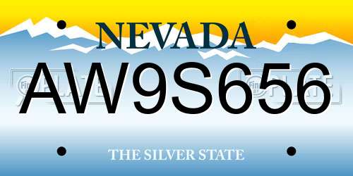 AW9S656 Nevada License Plate
