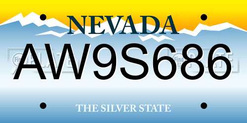AW9S686 Nevada License Plate