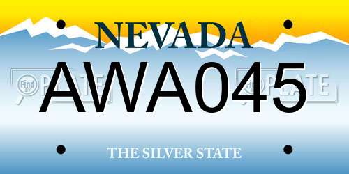 AWA045 Nevada License Plate