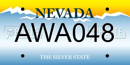 AWA048 Nevada License Plate