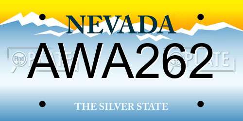 AWA262 Nevada License Plate