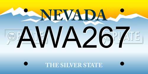 AWA267 Nevada License Plate