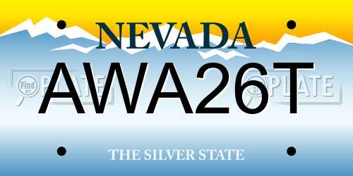 AWA26T Nevada License Plate