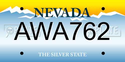 AWA762 Nevada License Plate
