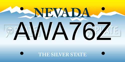 AWA76Z Nevada License Plate