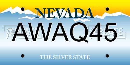 AWAQ45 Nevada License Plate