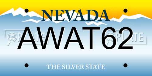 AWAT62 Nevada License Plate