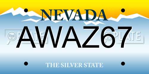 AWAZ67 Nevada License Plate