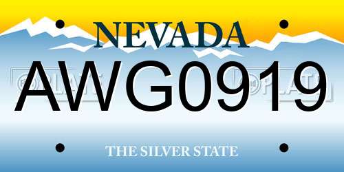 AWG0919 Nevada License Plate