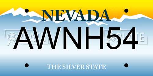 AWNH54 Nevada License Plate