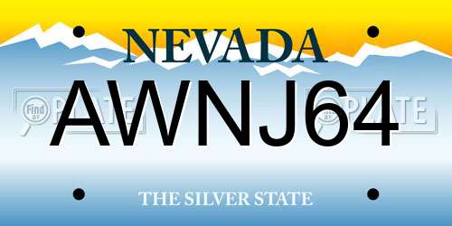 AWNJ64 Nevada License Plate