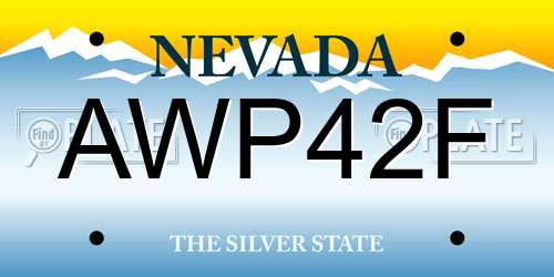 AWP42F Nevada License Plate
