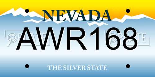 AWR168 Nevada License Plate