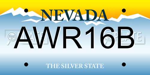 AWR16B Nevada License Plate