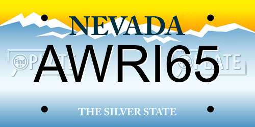 AWRI65 Nevada License Plate