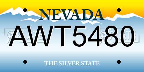AWT5480 Nevada License Plate