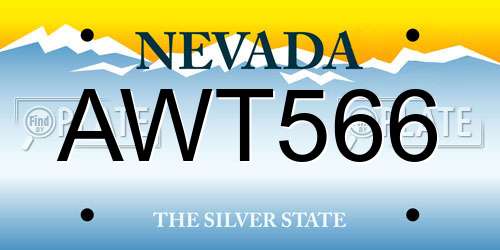 AWT566 Nevada License Plate
