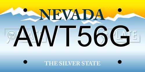 AWT56G Nevada License Plate