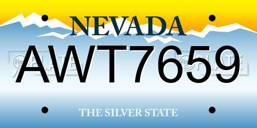 AWT7659 Nevada License Plate