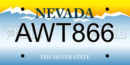 AWT866 Nevada License Plate
